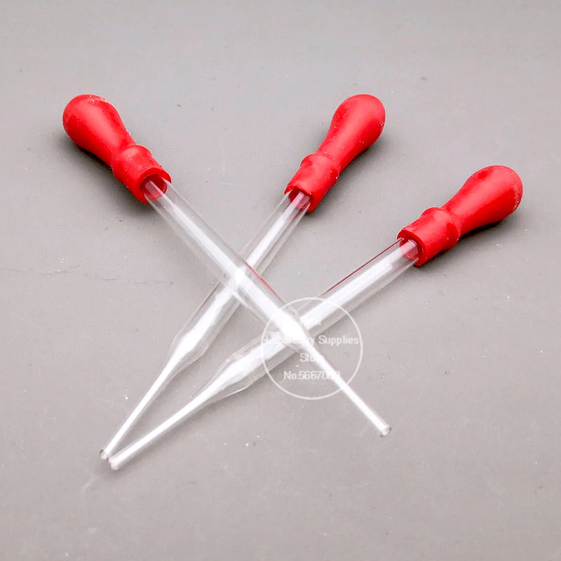 10 adet/grup uzunluğu 90mm 100mm 120mm 150mm Ungraduated tüm boyut mevcut cam damlalık Pipet transferi Pipet kırmızı kauçuk kafa ile