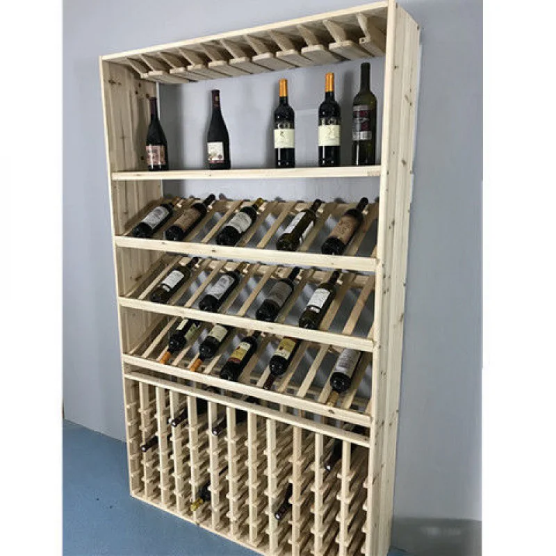 Custom European Style Home Wine Rack Bar Floor Wine Cabinet Wine Red Wine Solid Wood Storage Display Rack Organizer Wine Glass R