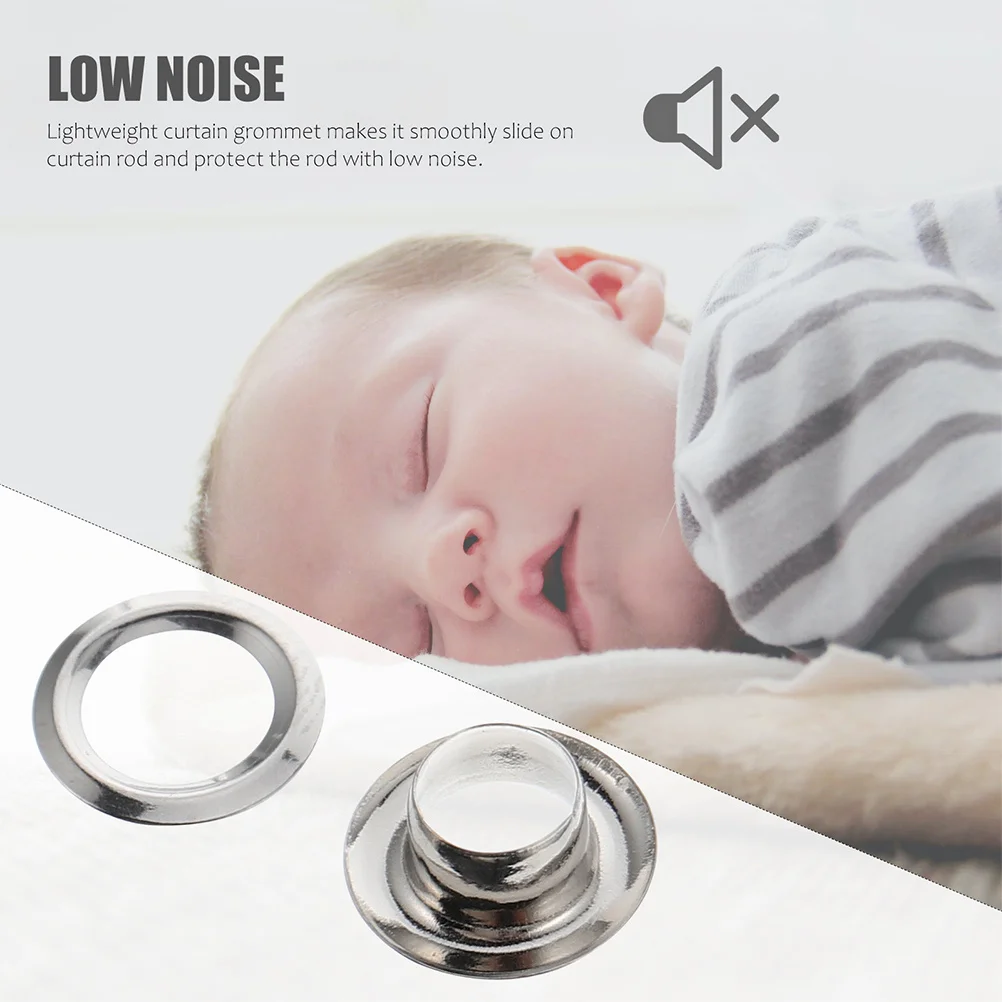 

100Pcs Window Curtain Grommets Metal Eyelet Rings for Draperies Smooth Gliding Lightweight Noise Reducing Home Decor