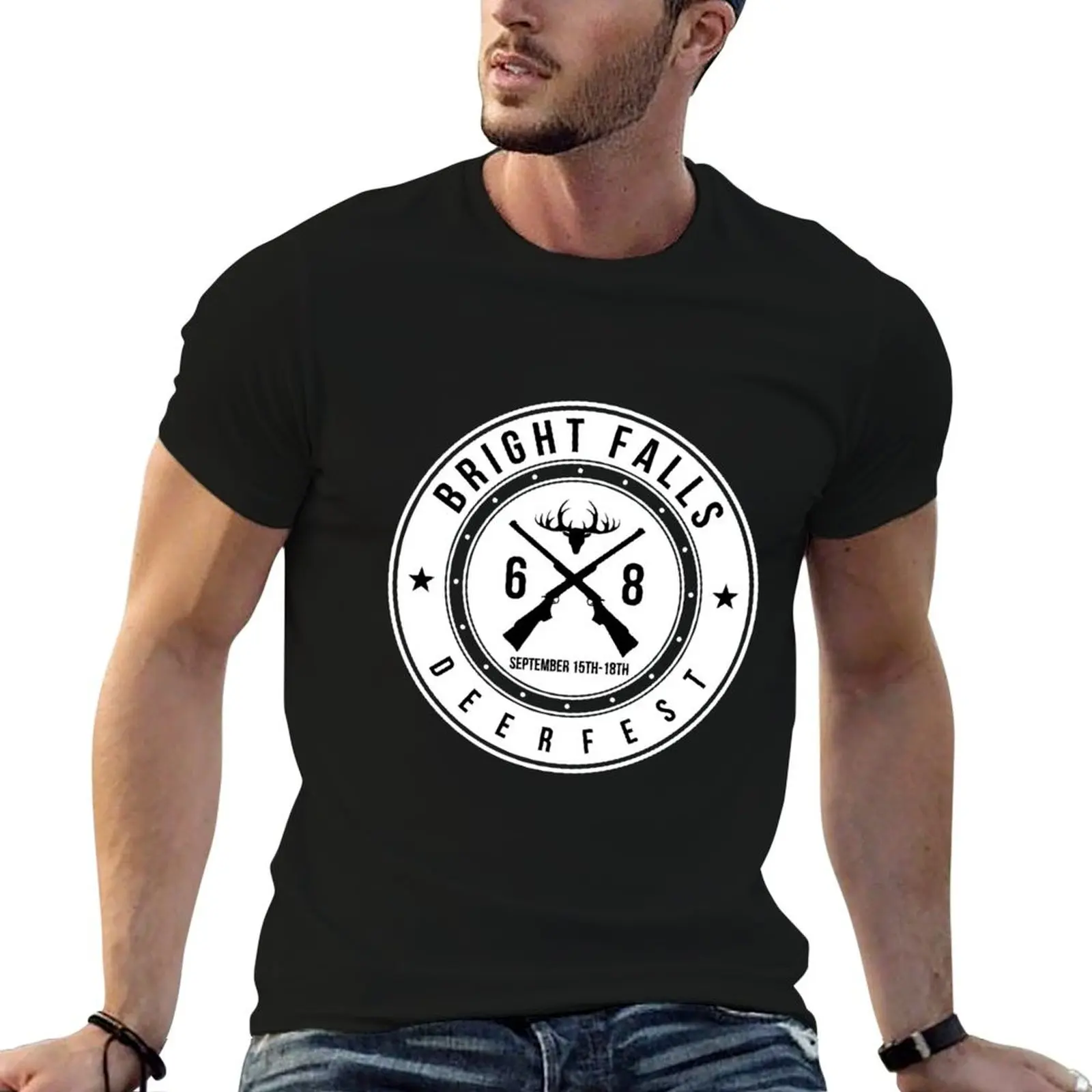 Bright Falls Deerfest - Inspired By Alan Wake Deer Fest T-Shirt Minimalist Plain Crew Neck T-Shirt