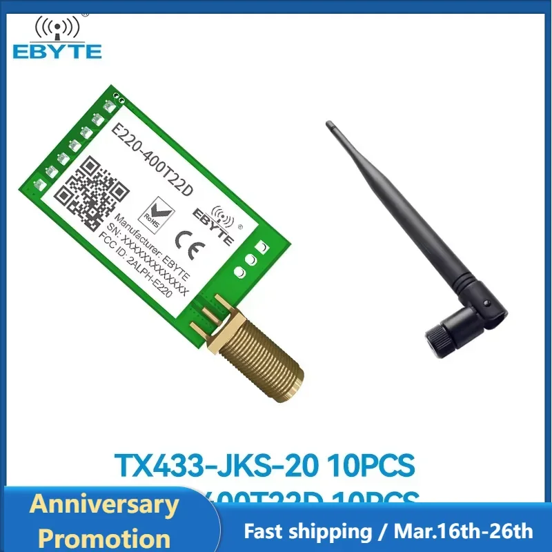 10PCS SEMTECH LLCC68 LoRa Wireless Module 433/470MHz 22dBm Long Range 5km E220-400T22D SMA-K UART RSSI Transmitter Receiver