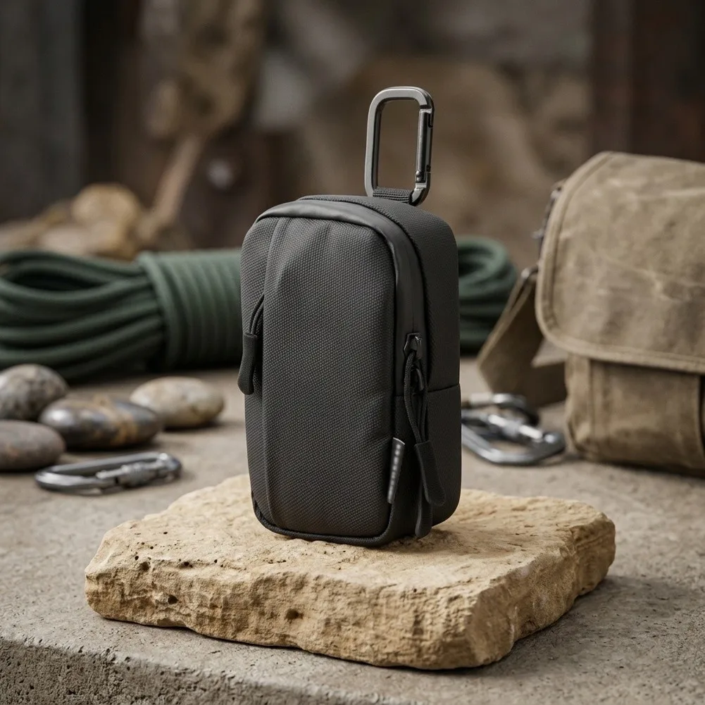 Protective Carry Bag for OM System TG-4 TG-5 TG-6 TG-7 Cameras 8.5cm x 4cm x 13cm Black 900D Nylon with Front Pocket and Clip