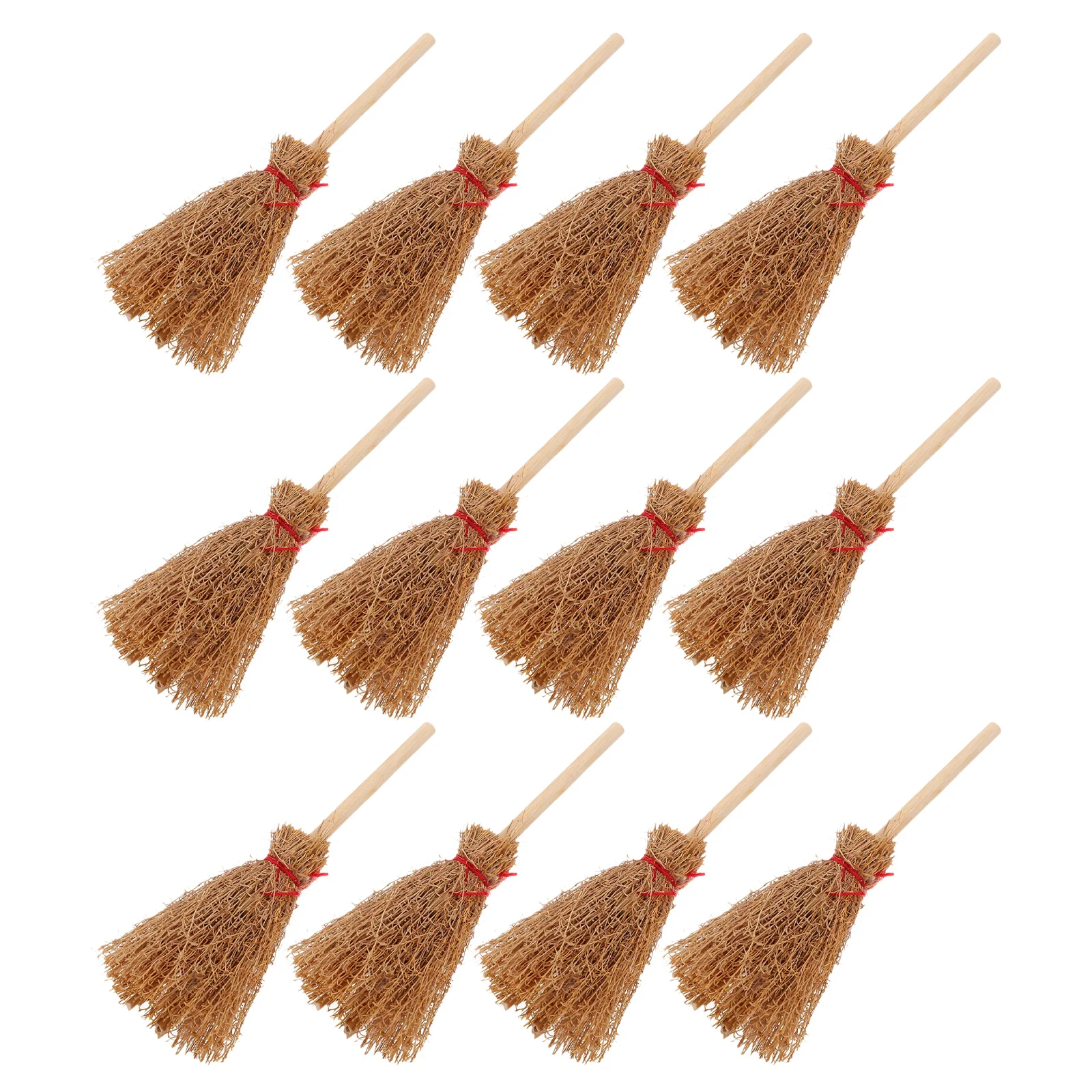 12 Pcs Mini Witch Broom House Besom Small Photo Prop Dollhouse Halloween Model Pine Wood Accessory Baby Brooms Toy