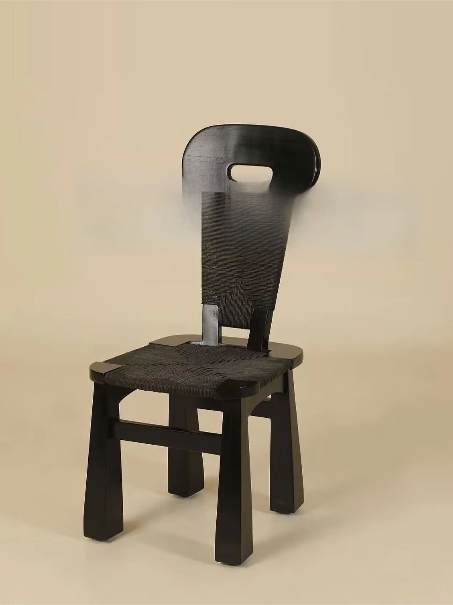 كرسي طعام فردي من الخشب الصلب والرياح الصامتة في العصور الوسطى، مسند ظهر مصمم بسيط وحديث، كرسي ترفيهي منزلي #4