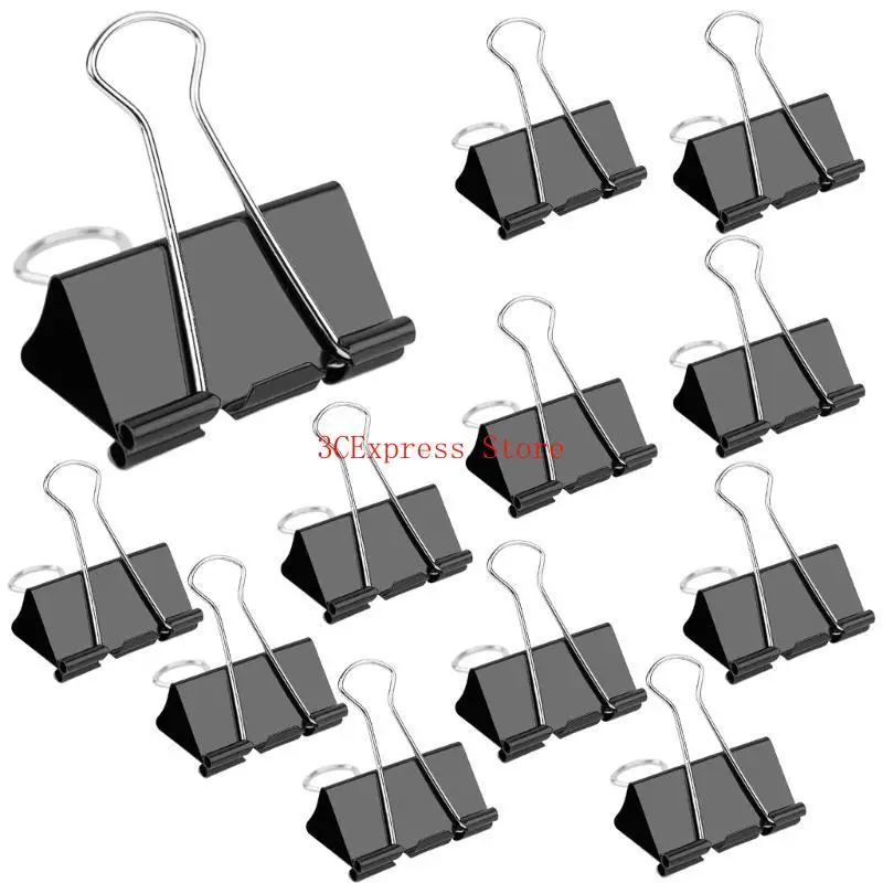 12 PCS Clips Clips Foldback Clips 25mm/32mm/41mm/51mm Povidback Clamps Money Paper Clamps Paper Clips for School