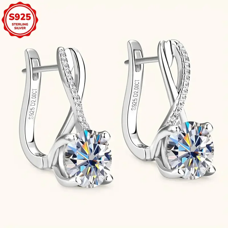 Fashionable accessory - niche design with diamond inlays, four-prong ear stud - trendy, high-end, luxurious ear jewelry for Inst