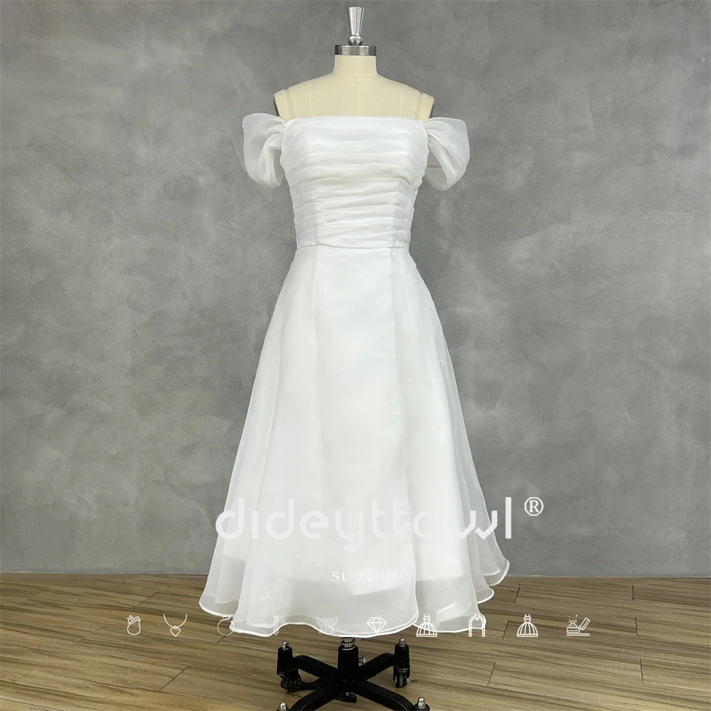 

DIDEYTTAWL Customized Real Photos Off The Shoudler Lace Up A-Line Ruffles Sleeveless Backless Elegant Newest Design Charming