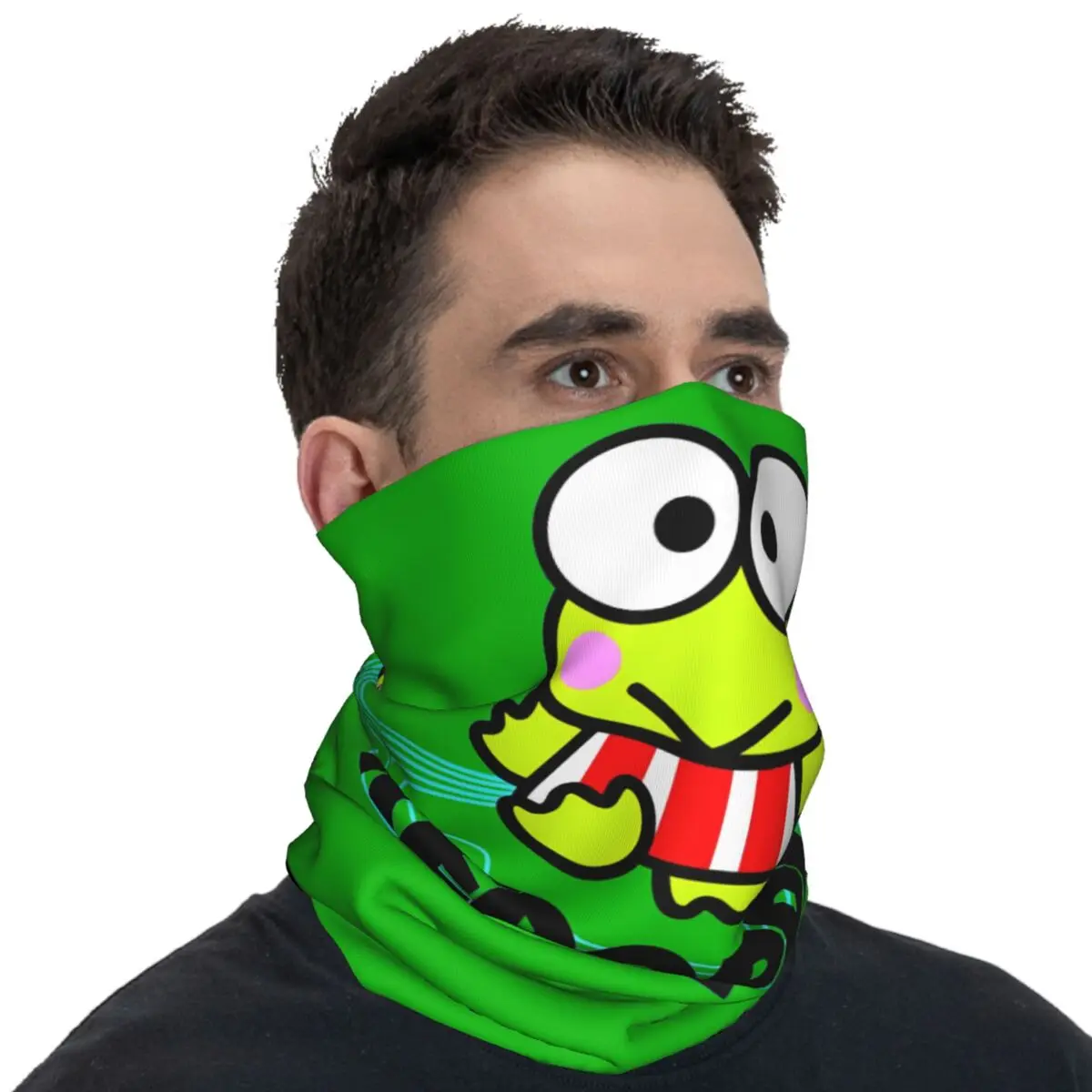 Keroppi Thinking Balaclava Hiking Camping Bicycle Mask Protection Seamless Soft Face Cover Mask Spring y2k Funny Scarf Bandana