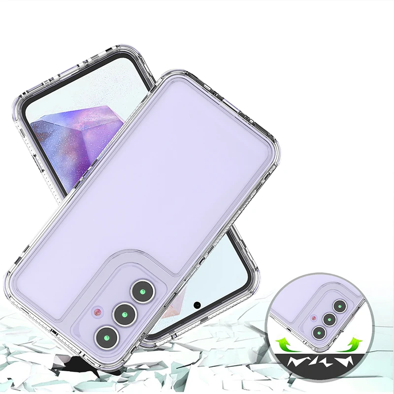 3 in 1 Armor Shockproof Case For Samsung Galaxy A17 A26 A36 A56 A16 S25edge S24 Plus FE Clear Transparent Dual Layer Back Cover - náhled 4