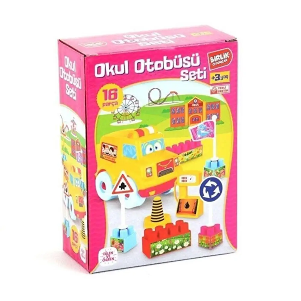 Unit Toys school bus block set 16 pieces