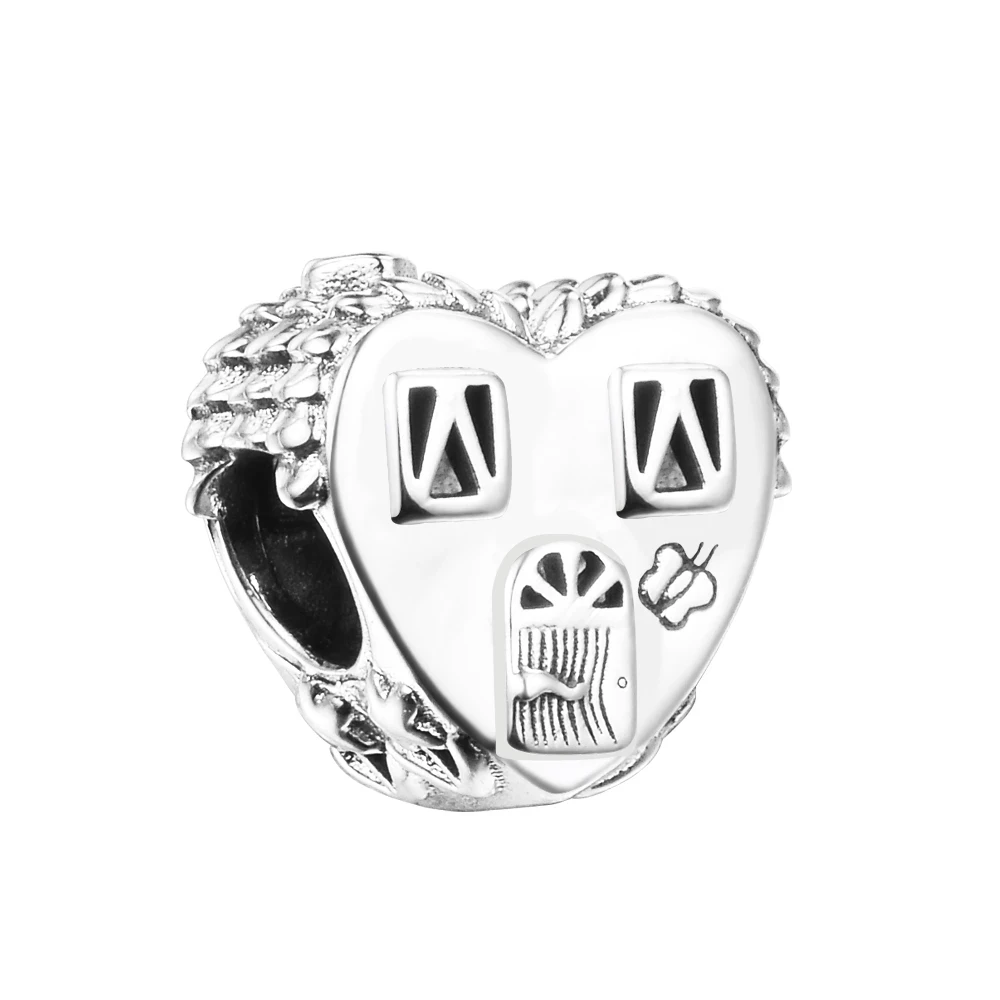 Heart House Happy Place Charm 2022 Bracelets Components Valentine's Day Charm S925 Sterling Silver Couple Pendant