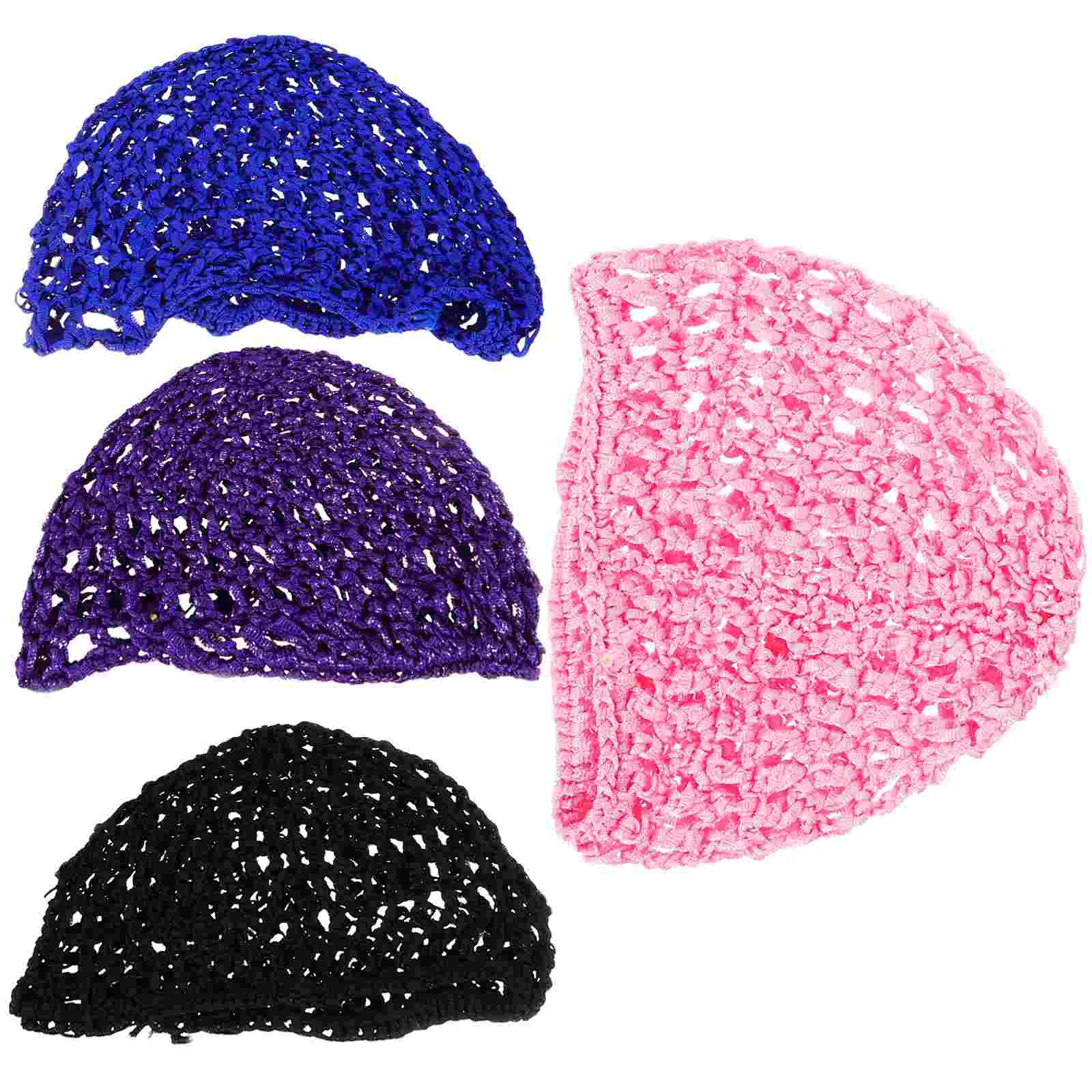 

4 Pcs Hair Net Crochet Hairnet Mesh Hat Cap Female Women Hats Satin Bonnet