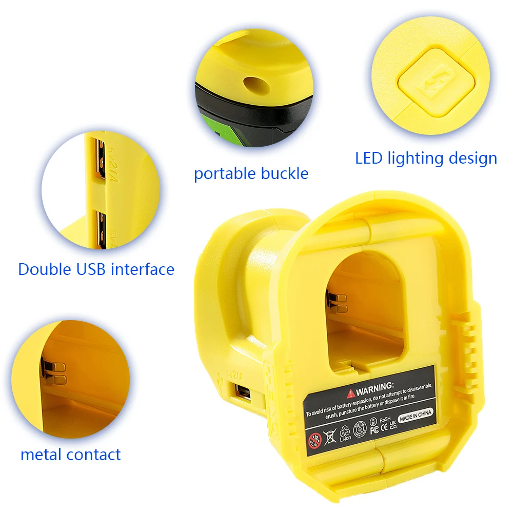 Li-Ion Battery Adapter with Dual USB LED Switch Control, Electric Tool Parts, DIY, P743, PSK005, PBP2003, P107, 18V