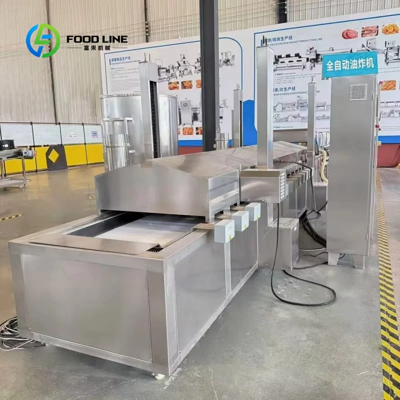 Customized Industrial French Fries Deep Fryer Gas Machine Line Fully Automatic Chain Frying Machine Food Production Line
