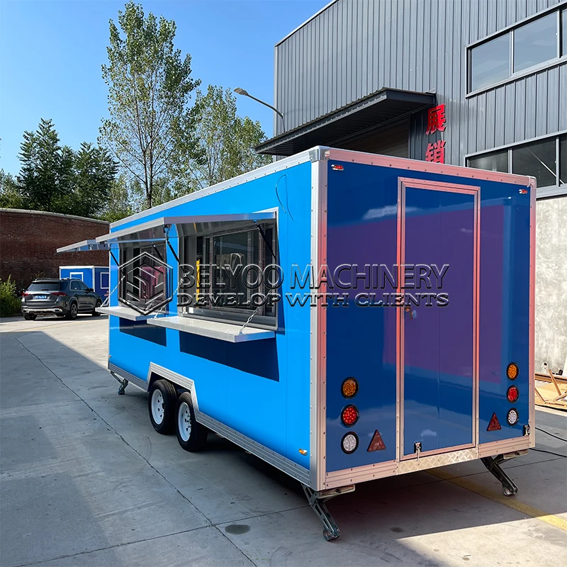 Belyoo Multifunction Mobile Fast Food Trailers Fully Equipped Concession Trailer Mobile Food Truck for Sale with Full Kitchen