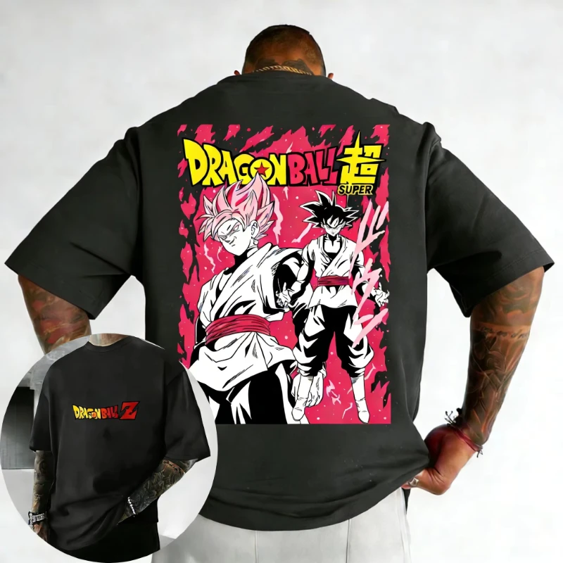 

2026 Summer Dragon Ball Anime Cotton T-shirt Goku Printed Men's and Women's Street Trendy Loose Casual Family Parent Child Tops