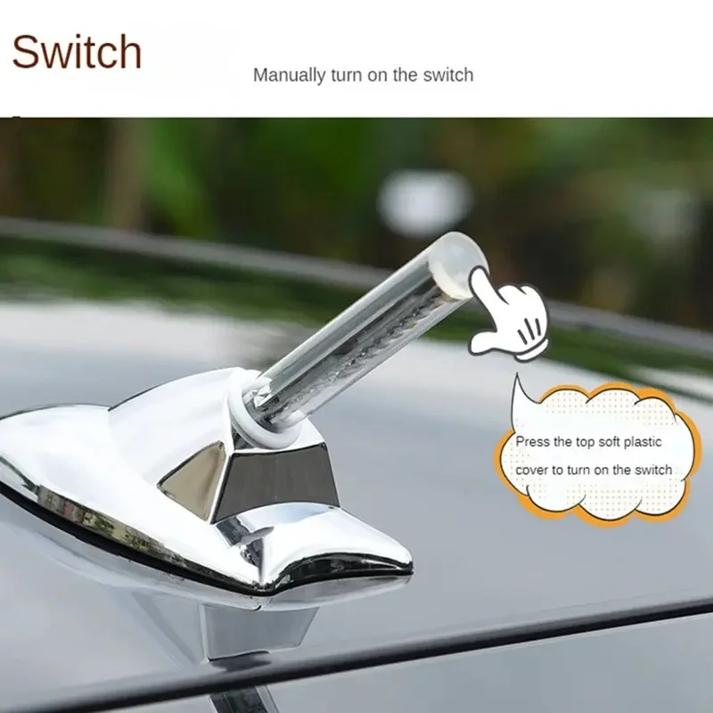 Car antenna top shark fin LED flash solar car collision light shark decoration universal roof SUV truck box exterior decoration