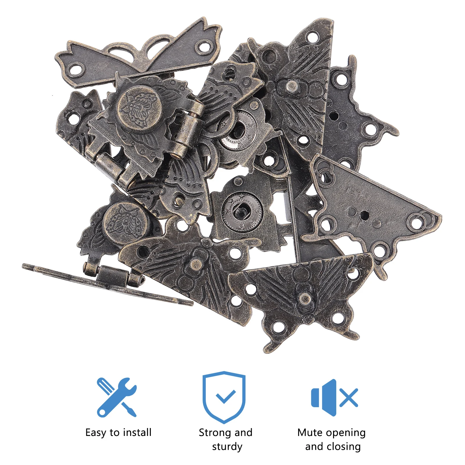 

Hardware Box Buckle Set Decorative Packaging Alloy Iron Jewelry Case Hinges Wooden Boxes Furniture Accessories Durable Simple