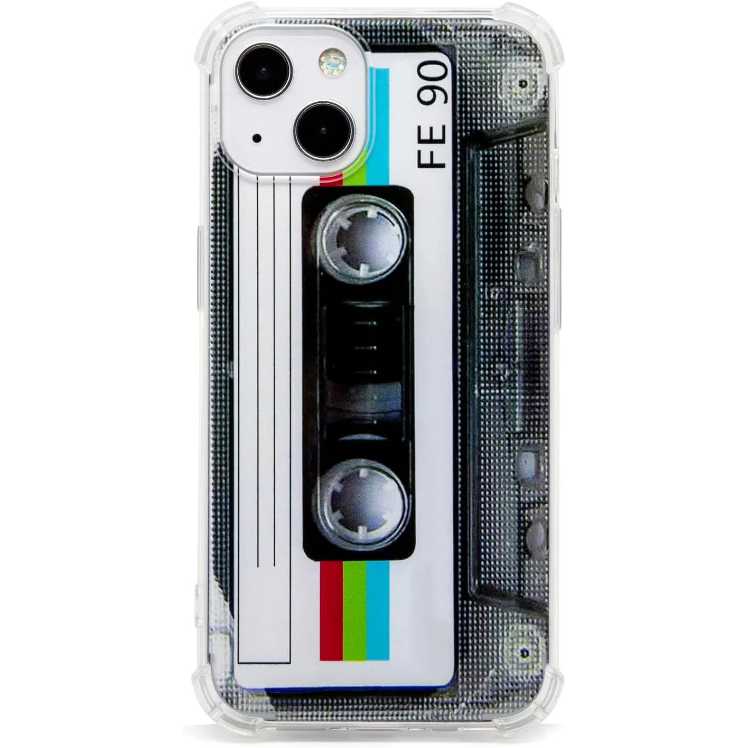 Coque arrière souple avec finition rapide pour iPhone 13, design de cassette rétro, 256