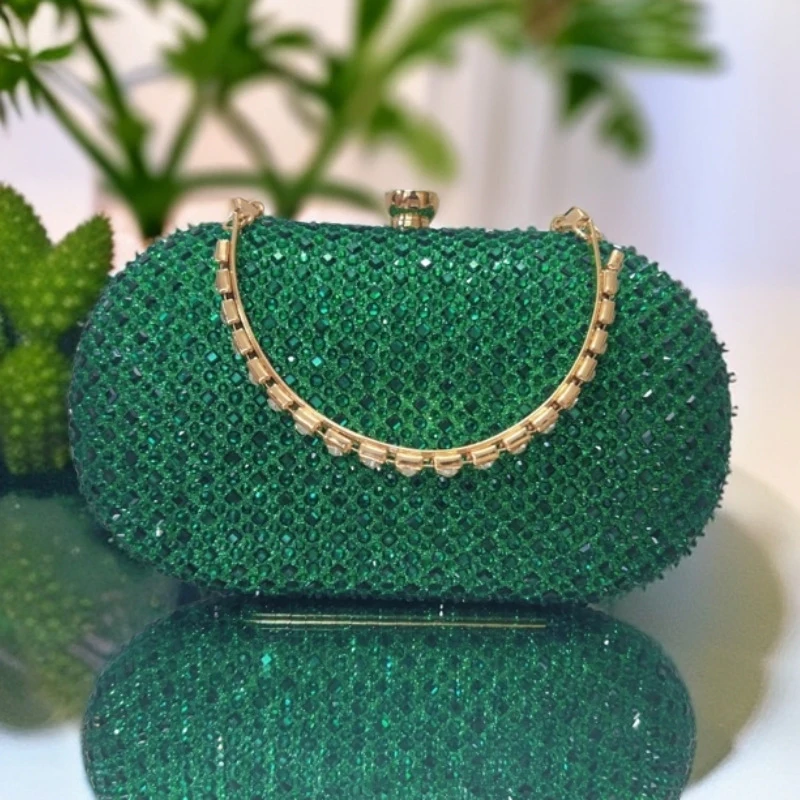 

Luxury Glitter Shiny Rhinestone Evening Bag Fashion Sparking Full Diamond Handle Handbag with Chain for Dinner Banquet Dress Bag