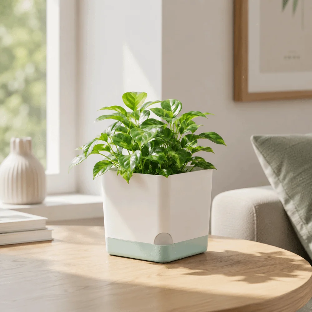 Simple Square Shape Self Watering Plant Pots 2-Layer Design Drainage Hole Plant Pots Plastic Patchwork Flower Planters Indoor