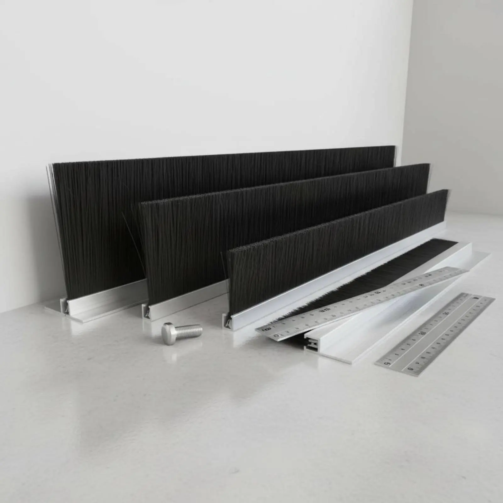 Aluminum Strip Brush Water Blocking Door Seal Brush Strip Aluminum Door Sweep Long-Lasting Building Supply Sound Reduction