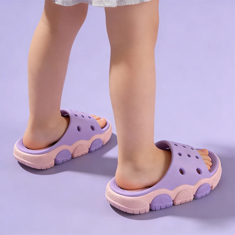 Children Slippers Fashionable Color Blocked Boys Bathroom Slippers 3-10 Years Old Girls EVA Home Slippers DIY Shoe Decorations