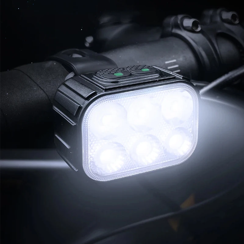 Luz trasera de bicicleta de 6 LED, luz delantera de bicicleta de 1100mAh, lámpara LED impermeable para bicicleta, recargable por USB, luces traseras para bicicleta de montaña de 12 modos
