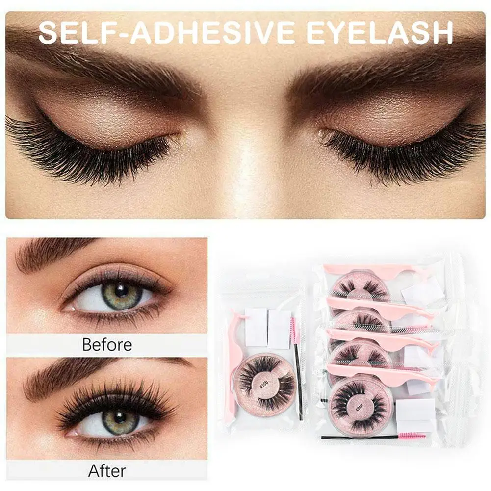 Reusable Self-adhesive Eyelashes Natural Multiple Reversible Of False Dropshipping Self-adhesive Glue-free Eyelashes Pairs L2b6