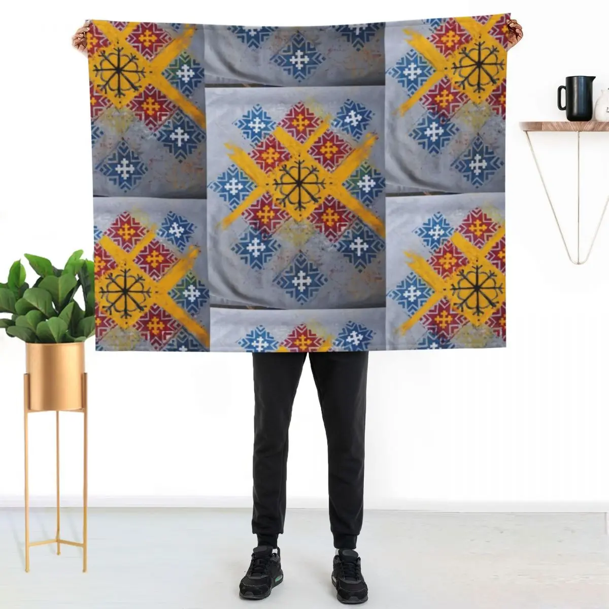 Latvian Power symbols : Sun and Morning Star Throw Blanket Custom Multi-Purpose Cute Plaid Vintage Tourist Nap Blankets