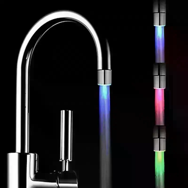 3 Color Change LED Faucet Aerator Water Powered Light Tap Nozzle Water Saving Glow Faucet Head For Kitchen Bathroom Sink