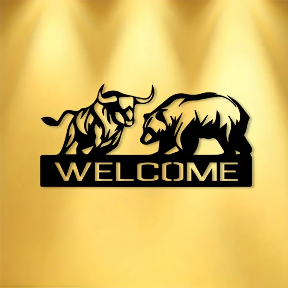 CIFBUY Modern Bull Bear Metal Wall Art, Iron Sculpture For Office Living Room Studio, Investors Gift Decor