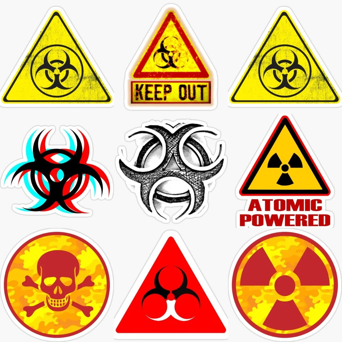 

Radiation Warning Signs Creative Sticker Wall Room Car Window Truck Moto Bicycle Van Glass Helmet Camper Off-road PVC Decal