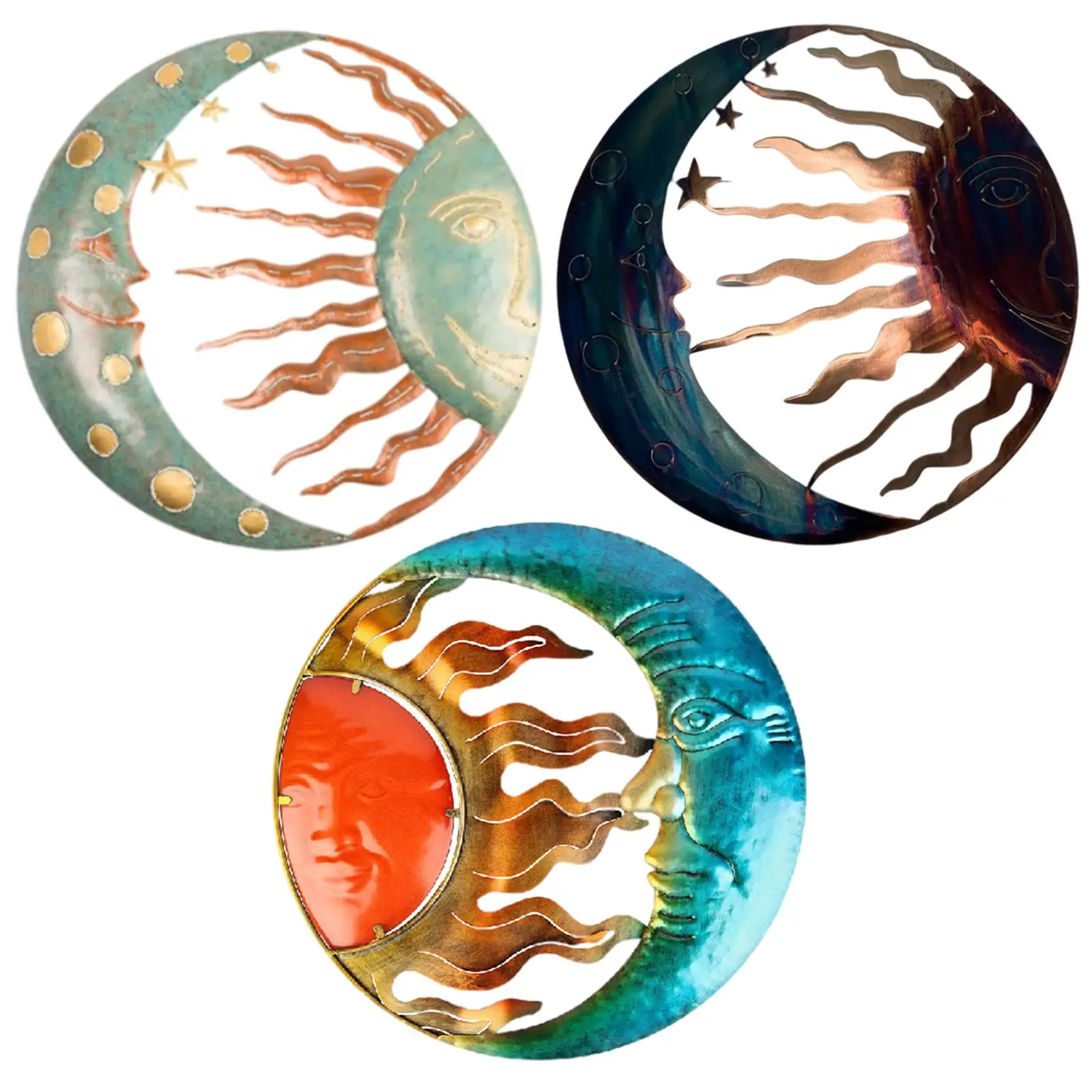 Słońce i księżyc dekoracje ścienne słońce księżyc ściana wisząca Metal Art Deco ściana ogrodu sztuka do sypialni kryty płot dekoracja na zewnątrz