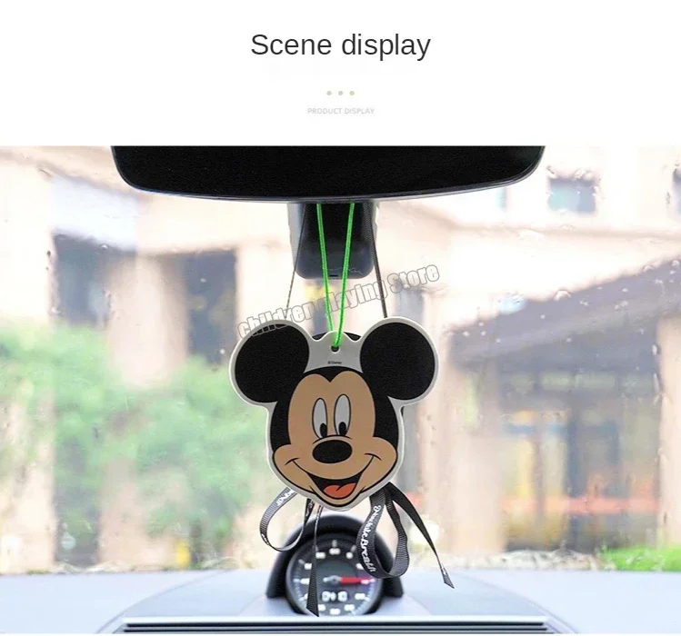 Disney Mickey Mouse Car Pendant Rearview Mirror Fragrant Piece Pendant Aromatherapy Water Card Removes Odor Car Decoration Gift