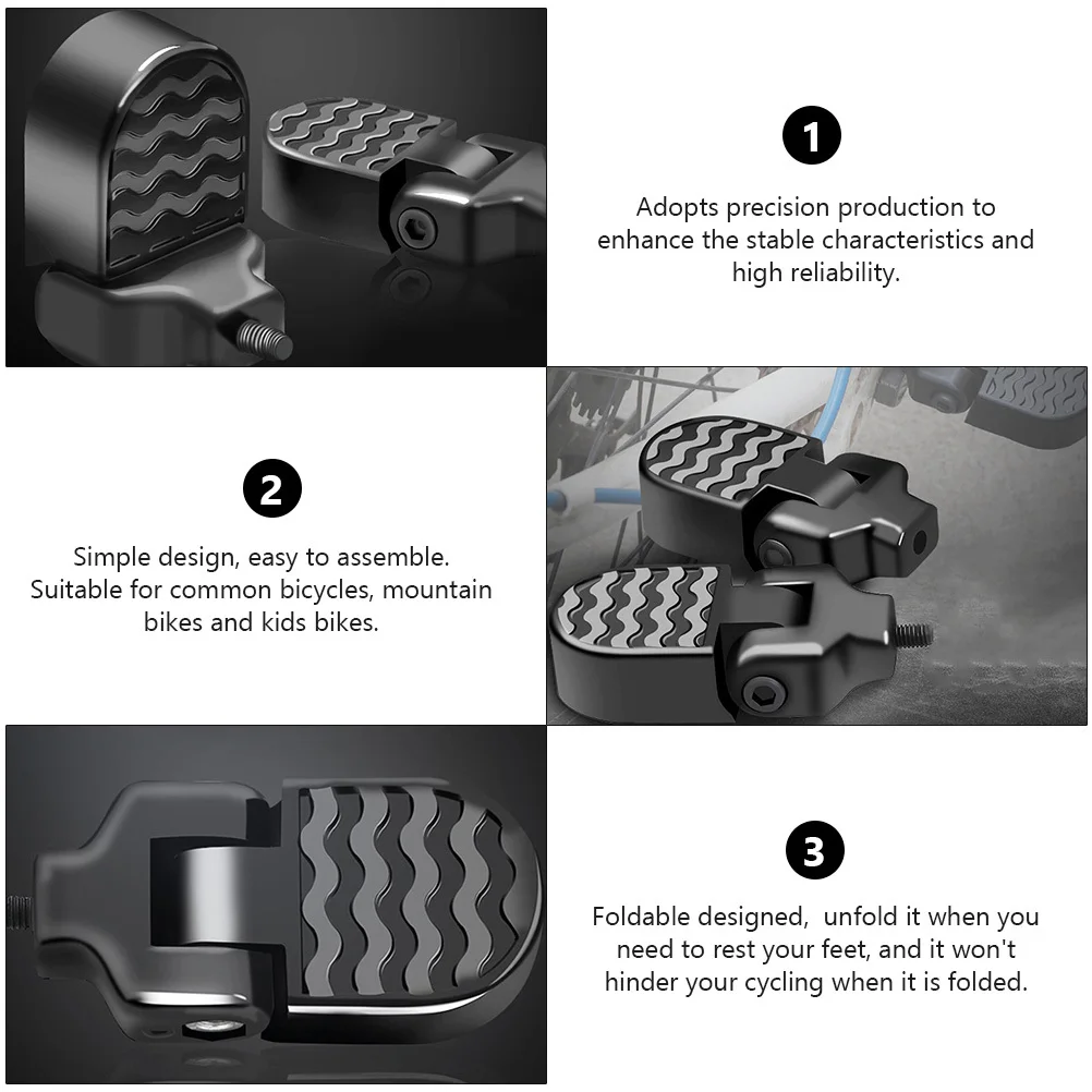 

1Pair Bike Rear Seat Pedals Foldable Aluminum Alloy Footrest Durable Mountain Bike Rear Foot Pegs Comfortable Foot Rest