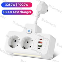 EU KR Plug Power Strip with 3250W AC Outlets USB fast Charging Ports Wall Socket Power Adapter Electrical Socket For Home Office