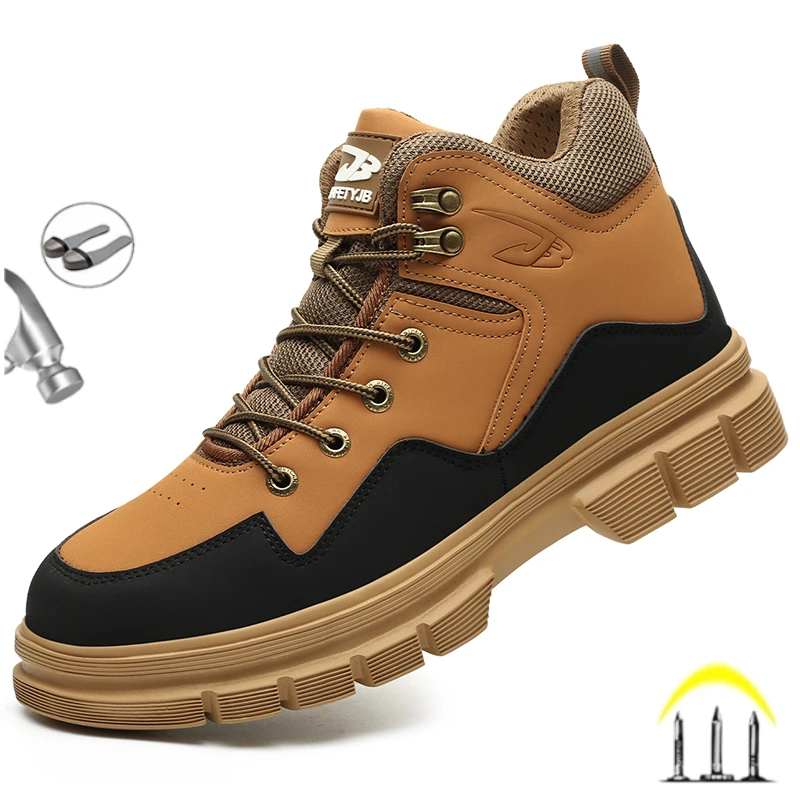 Fashion 2024 Waterproof Men Safety Work Boots Steel Toe Anti Smashing Sneakers High Temperature Resistant Welding Shoes