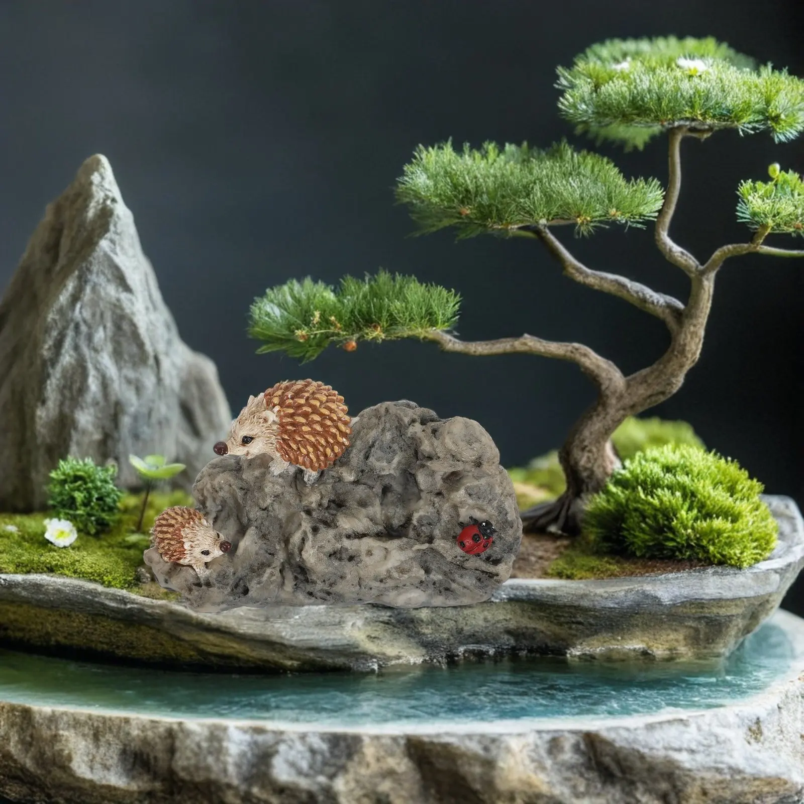 Mini Hedgehog Garden Statue Realistic Resin Small Outdoor Indoor Bonsai Micro Landscape Terrarium Succulent Pot Accessories