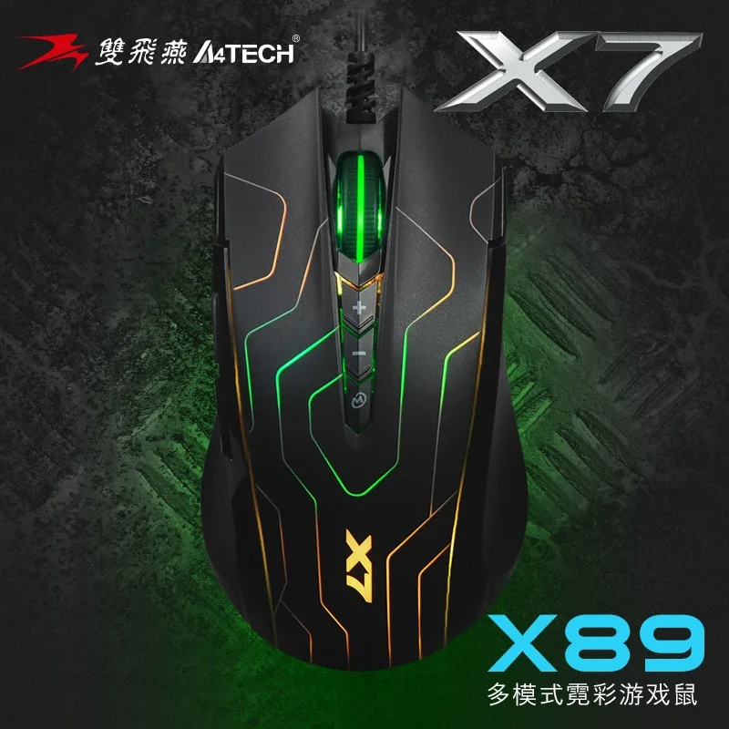 A4tech X7 X89 Gamer Mouse Wired Lightweight PAW3212 RGB Light 2400DPI Macros Office E-Sport CSOL Gaming Mouse For PC Laptop Gift