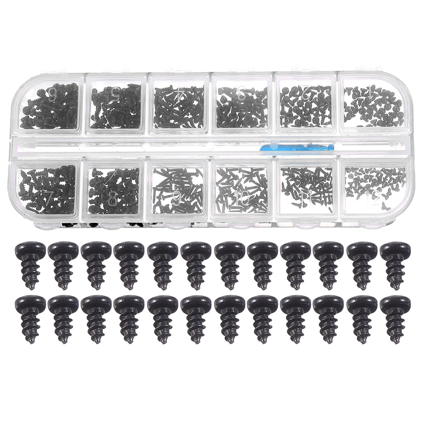

1 Box Self-Tapping Screws Assorted Sizes Carbon Steel Pan Head Quick Fix for DIY Wood Metal Plastic Repair Screws Kit