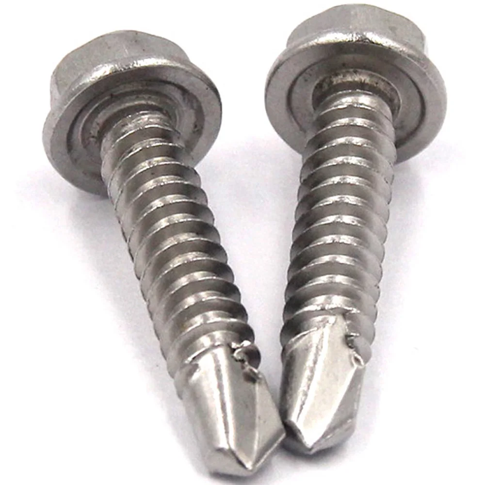 10Pcs/Bag DIN7504k 410 Stainless Steel Self-Drilling Tapping Screws Hex Head Drilling Screws