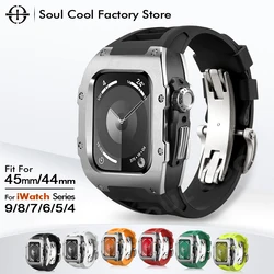 For Apple Watch 316L Stainless Steel Luxury Modification Mod Kit  Protective Retrofit Housing 44 45MM Watch SE  5 6 7 8 9 Series