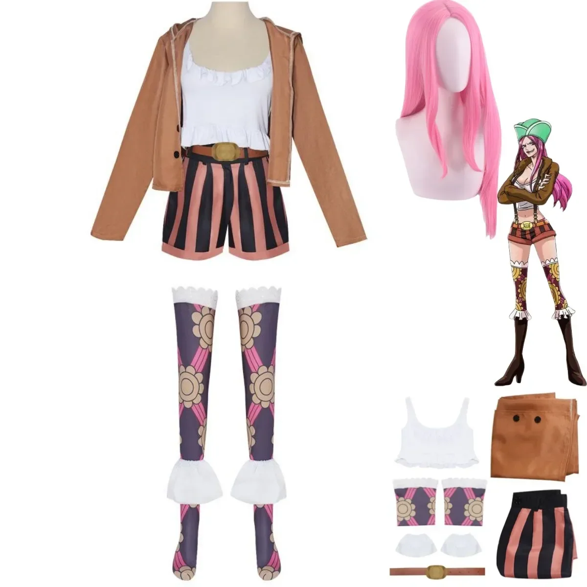 Anime Jewelry Bonney Cosplay Costume Sabaody Island Hooded Coat Uniform Shorts Wig Adult Woman Sexy Carnival Halloween Suit