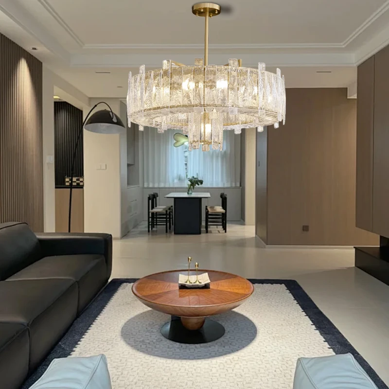 زجاج مستدير فاخر ثريا تركب بالسقف أضواء ديكورات المنزل Hanglamp غرفة حديثة لامبارا الداخلية مصباح معلق كبير