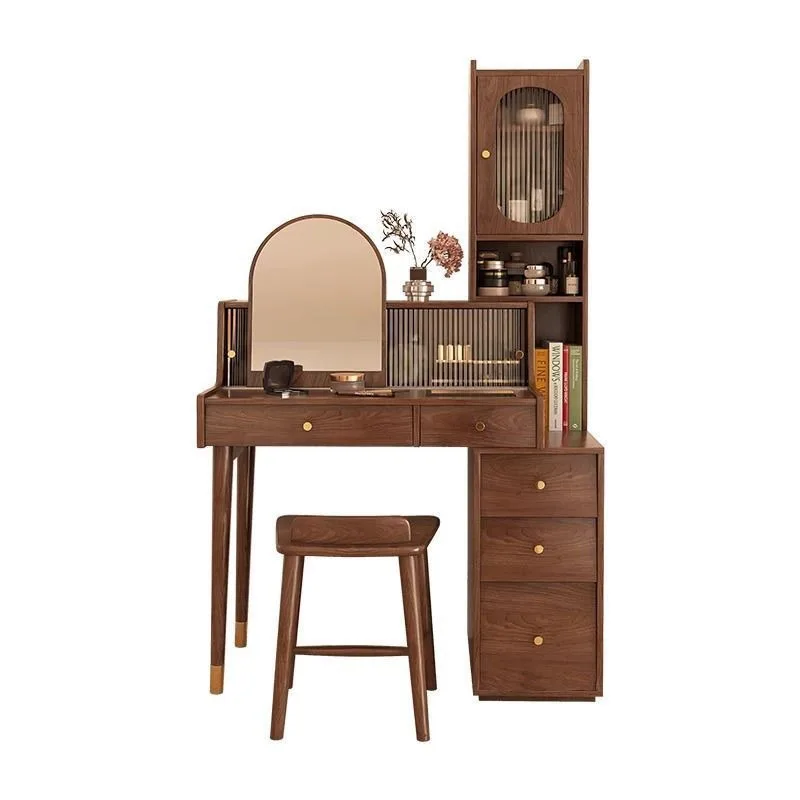 

Medieval ash wood dresser storage cabinet integrated makeup table