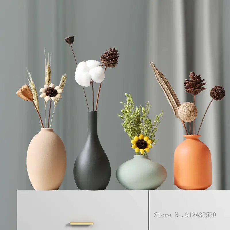 1pc Creative Northern Europe dull polish vase home living room dining table decoration gift flower arrangement Dried flower vase