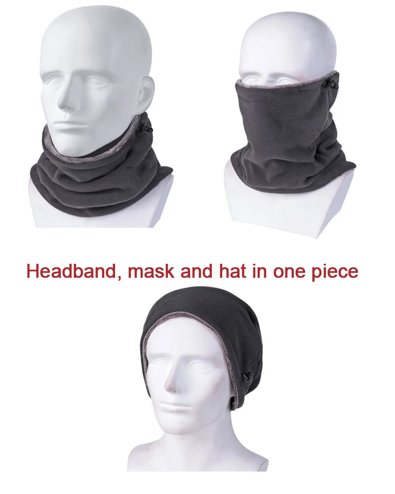 Multifunctional Wintertime Neckerchief Mask Cotton Hat Windproof Fleece Scarf For Motorcycle Cycling Skiing Camping Hiking