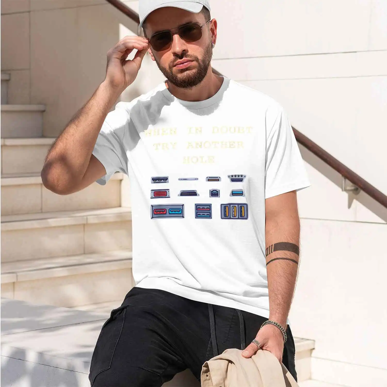 When In ubt Try Another T Mens Clothing Plus Size Men's Clothing Goth Style 2026 New Model Short-sleeve crewneck T-Shirt Classic