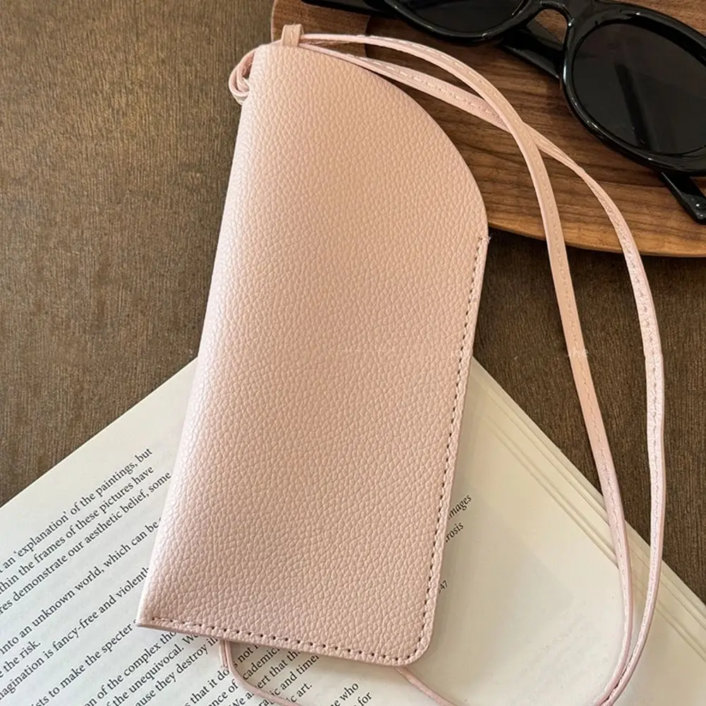 

Hanging Neck PU Leather Glasses Bag Eyewear Protector Case with Hanging Buckle Glasses Storage Bag Korean Style Sunglasses Pouch